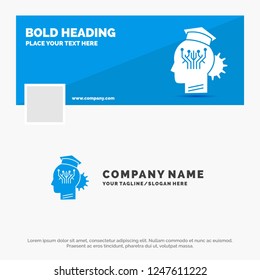 Blue Business Logo Template for knowledge, management, sharing, smart, technology. Facebook Timeline Banner Design. vector web banner background illustration