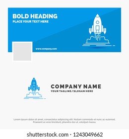 Blue Business Logo Template for Launch, mission, shuttle, startup, publish. Facebook Timeline Banner Design. vector web banner background illustration