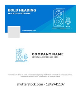 Blue Business Logo Template for Live, mic, microphone, record, sound. Facebook Timeline Banner Design. vector web banner background illustration