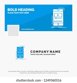 Blue Business Logo Template for media, music, player, video, mobile. Facebook Timeline Banner Design. vector web banner background illustration