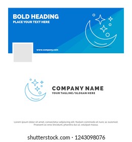 Blue Business Logo Template for Moon, Night, star, weather, space. Facebook Timeline Banner Design. vector web banner background illustration