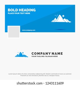 Blue Business Logo Template for mountain, landscape, hill, nature, sun. Facebook Timeline Banner Design. vector web banner background illustration