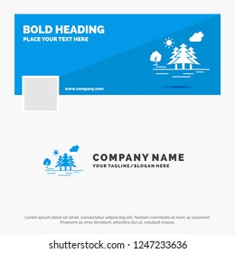 Blue Business Logo Template for Mountain, hill, landscape, nature, clouds. Facebook Timeline Banner Design. vector web banner background illustration