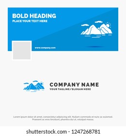 Blue Business Logo Template for Mountain, hill, landscape, nature, evening. Facebook Timeline Banner Design. vector web banner background illustration