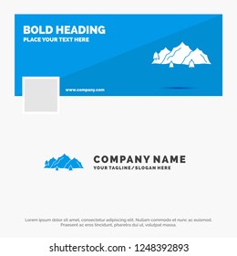 Blue Business Logo Template for mountain, landscape, hill, nature, tree. Facebook Timeline Banner Design. vector web banner background illustration