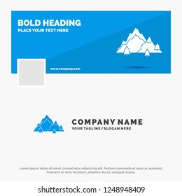 Blue Business Logo Template for mountain, landscape, hill, nature, tree. Facebook Timeline Banner Design. vector web banner background illustration