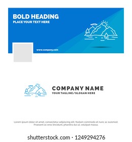 Blue Business Logo Template for Mountain, hill, landscape, nature, tree. Facebook Timeline Banner Design. vector web banner background illustration