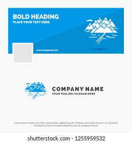 Blue Business Logo Template for Mountain, hill, landscape, rocks, crack. Facebook Timeline Banner Design. vector web banner background illustration