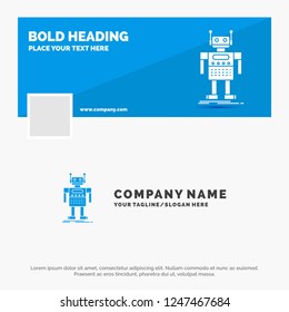 Blue Business Logo Template for robot, Android, artificial, bot, technology. Facebook Timeline Banner Design. vector web banner background illustration