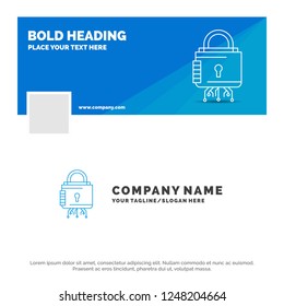 Blue Business Logo Template for Security, cyber, lock, protection, secure. Facebook Timeline Banner Design. vector web banner background illustration