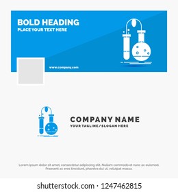 Blue Business Logo Template for Testing, Chemistry, flask, lab, science. Facebook Timeline Banner Design. vector web banner background illustration