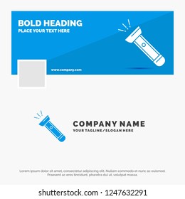 Blue Business Logo Template for torch, light, flash, camping, hiking. Facebook Timeline Banner Design. vector web banner background illustration