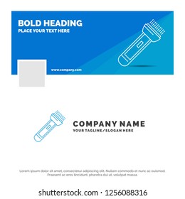 Blue Business Logo Template for torch, light, flash, camping, hiking. Facebook Timeline Banner Design. vector web banner background illustration