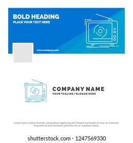 Blue Business Logo Template for tv, ad, advertising, television, set. Facebook Timeline Banner Design. vector web banner background illustration