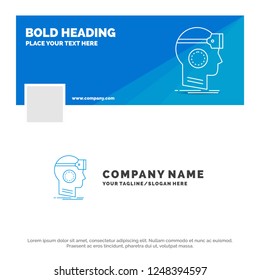 Blue Business Logo Template for VR, goggles, headset, reality, virtual. Facebook Timeline Banner Design. vector web banner background illustration