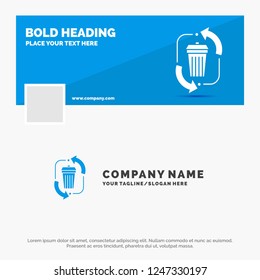 Blue Business Logo Template for waste, disposal, garbage, management, recycle. Facebook Timeline Banner Design. vector web banner background illustration