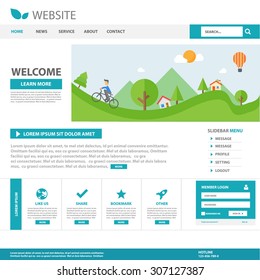 Blue Business Multipurpose website homepage template flat design set and log in Template