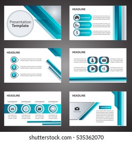 Blue business presentation template Infographic elements flat design set for brochure