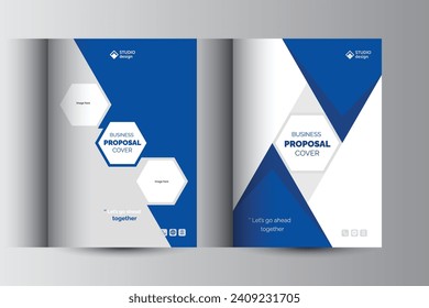 Blue Business Proposal Catalog Cover Design Template Concepts