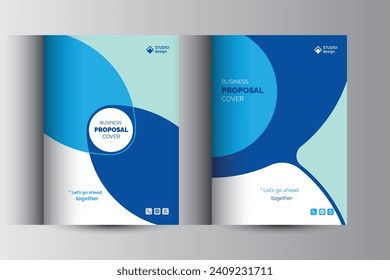 Conceptos de plantilla de diseño de la cubierta del catálogo de propuestas comerciales azules