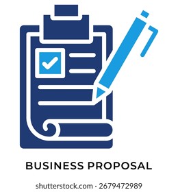 Icono de documento de propuesta de negocio azul