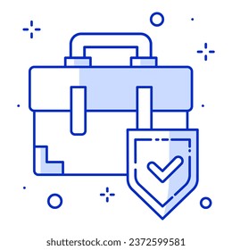 Blue Business Protection Icon Minimalistic Thin Line Style for Enhanced Security, Safety, and Risk Mitigation. Ideal for Corporate, Insurance Companies, Financial Institutions, and Cybersecurity