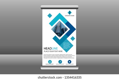 Blue Business Roll Up Banner flat design template ,Abstract blue Geometric banner design Vector illustration template set