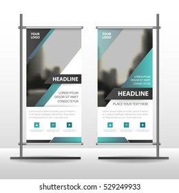 Blue Business Roll Up Banner flat design template ,Abstract Geometric banner template Vector illustration set, abstract presentation brochure flyer 