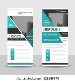 Blue Blue Business Roll Up Banner flat design template ,Abstract Geometric banner template Vector illustration set, abstract presentation brochure flyer 