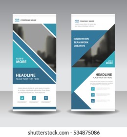 Blue Business Roll Up Banner flat design template ,Abstract Geometric banner  Vector illustration set, abstract presentation brochure flyer vertical vector