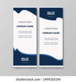 Blue Business Roll Up. Presentation template, brochure or flyer, vertical banner design, cover geometric background, modern publication layout, eps10