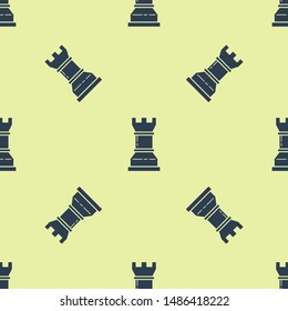 Blue Business strategy icon isolated seamless pattern on yellow background. Chess symbol. Game, management, finance.  Vector Illustration