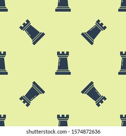 Blue Business strategy icon isolated seamless pattern on yellow background. Chess symbol. Game, management, finance.  Vector Illustration
