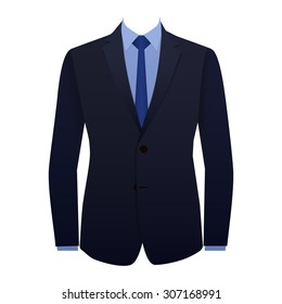 Blue business suit with a tie