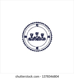 Blue business teamwork icon inside distress rubber grunge seal