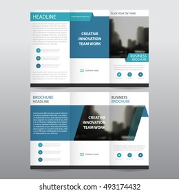 Blue business trifold Leaflet Brochure Flyer report template vector minimal flat design set, abstract three fold presentation layout a4 size