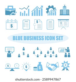 Blue Business Vector Icon Set