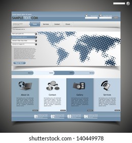 blue business website template - with halftone map