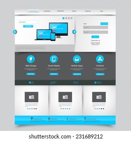 blue business website template - home page design - clean and simple - vector illustration