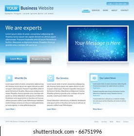 Blue Business Website Template - Home Page Design - Clean And Simple - With A Space For A Text