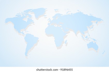 Blue Business World Map A Perspective View And Shadow