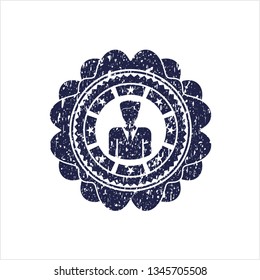 Blue businessman icon inside rubber texture