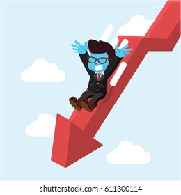 blue businessman slide down graphic