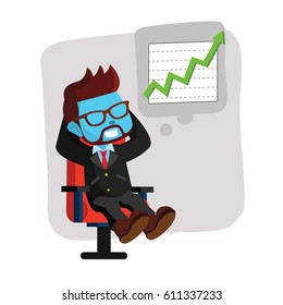 blue businessman thinking raising graphic