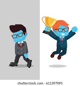 blue businessman winner and loser