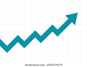 gráfico de flecha de negocios azul flecha del mercado de valores creciente apuntando hacia arriba en gráfico de auge económico tendencia al alza junta financiera sube