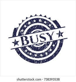 Blue Busy distressed rubber stamp