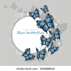 Blue butterflies card Vector