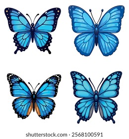 Blue butterflies, elegant nature illustration, perfect for children�s books, nature-themed designs, or decorative projects