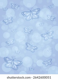 Blue Butterflies Floating on Dreamy Background